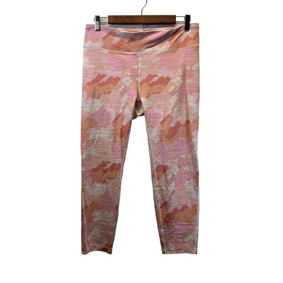 Outdoor Voices Leggings Womens Size XL Pink Orange Camo Techsweat Flex Cropped - Picture 1 of 8